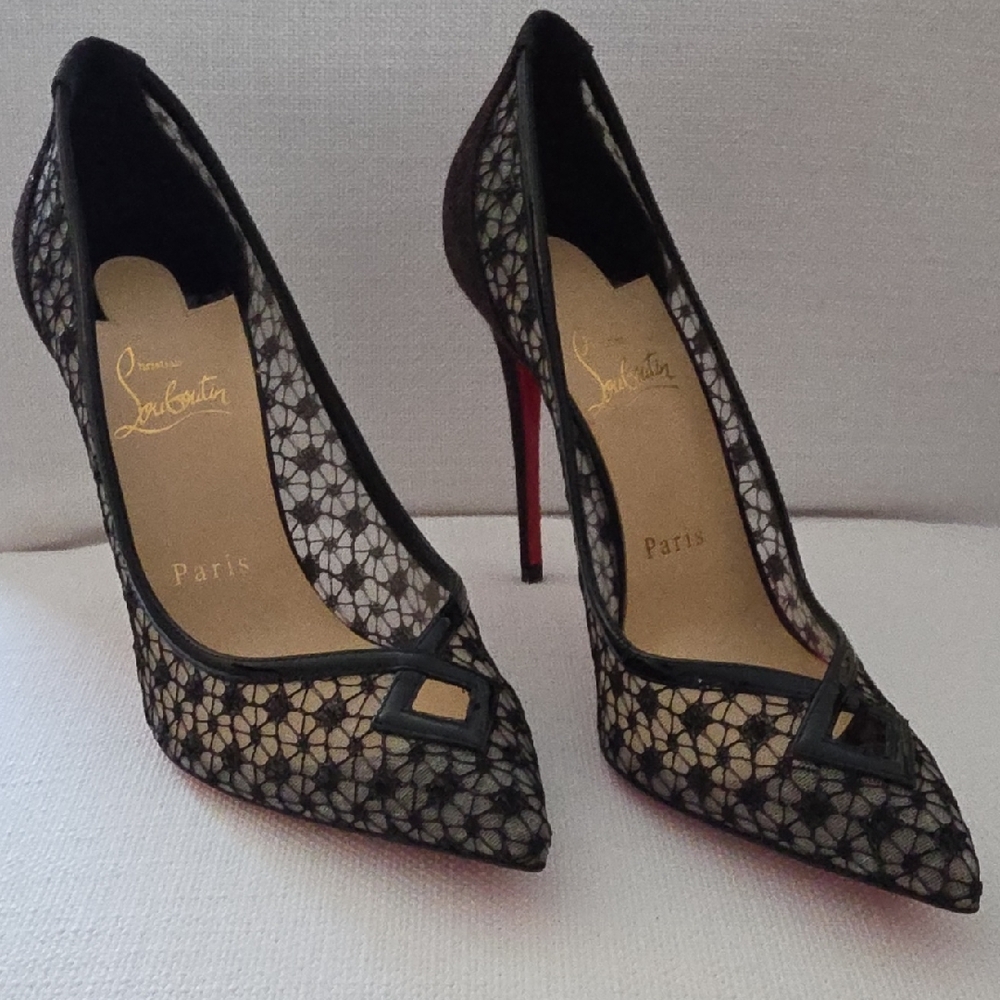 NEW Have Never Been Worn   Christian Louboutin Black Mesh Heels